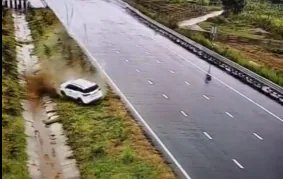 BJP MLA Chandrapal Singh Survives 100-Metre Skid on Ganga Expressway