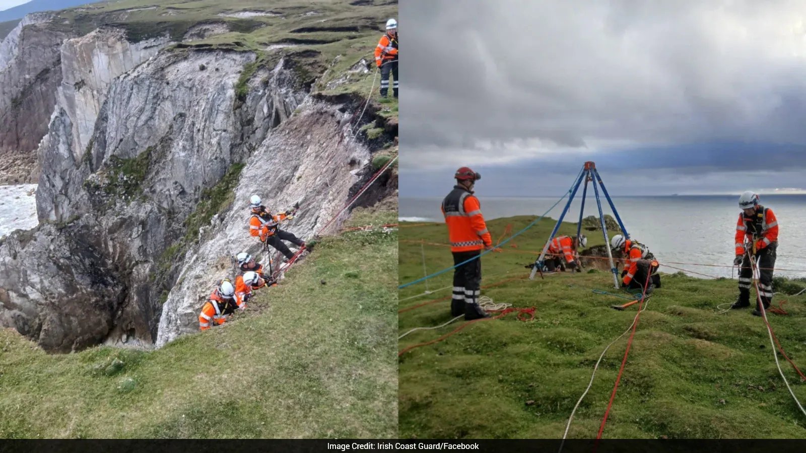 Irish Coast Guard Descends 500 Feet to Rescue Engaged Couple Stranded at Keel Beach