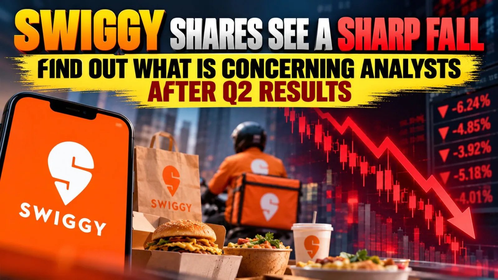 Swiggy Net Loss Shrinks to ₹922 Cr, Shares Plunge 16%