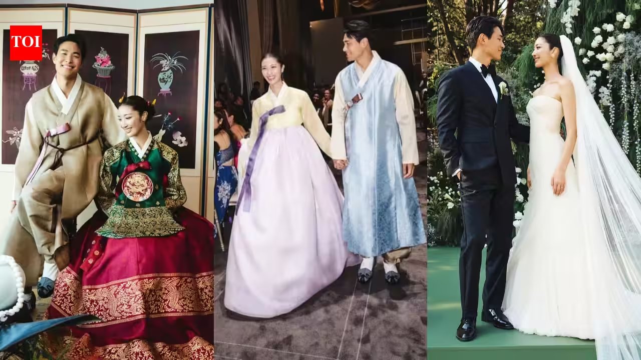 Ejae’s Bridal Look: Hanbok, Danielle Frankel Gown, and Zac Posen Reception Dress