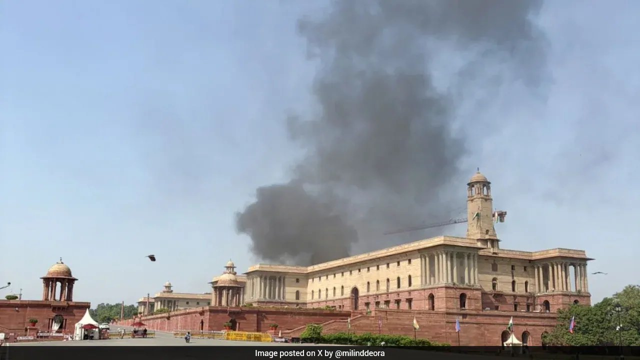 Short Circuit During Welding Sparks Fire At Delhi North Block Rooftop AC Unit