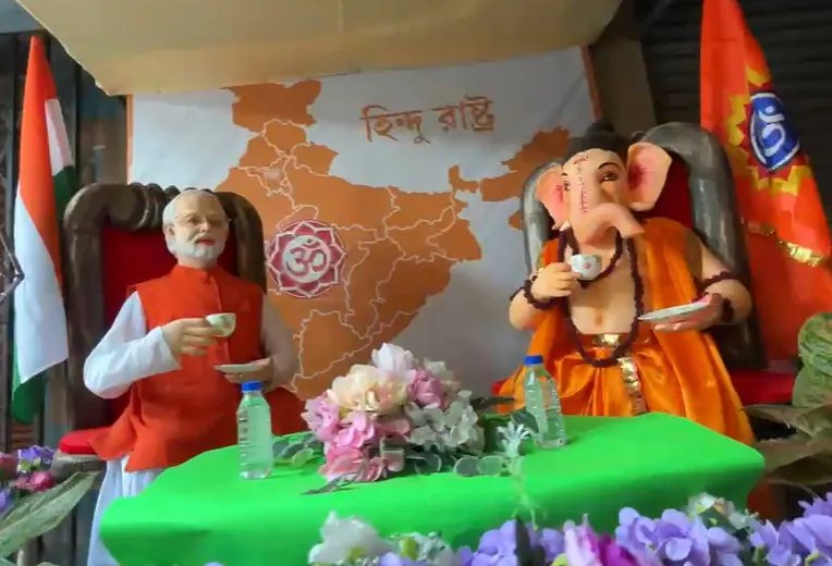 Howrah Ganesh Puja Sparks Row Over Modi Icon Display