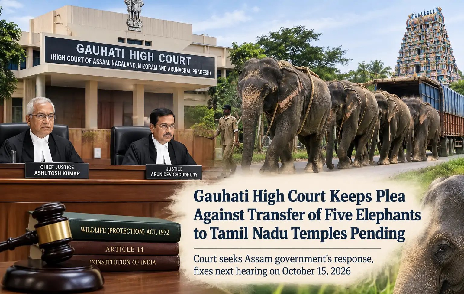 Gauhati High Court Keeps Elephants' Transfer to Tamil Nadu Temples Pending Response