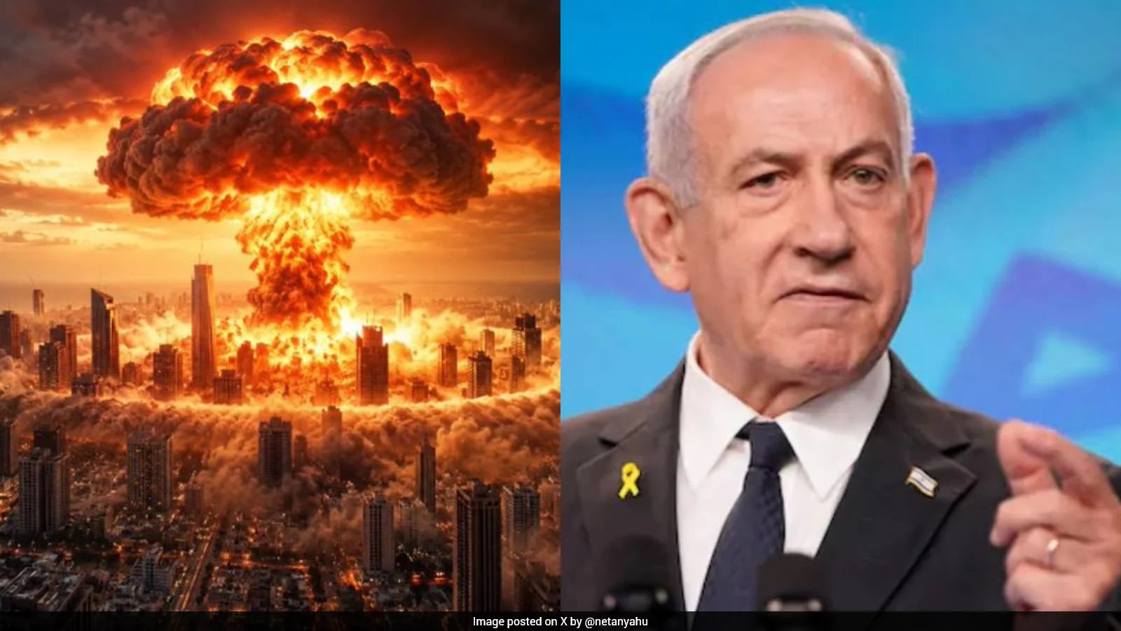 Netanyahu Posts AI Nuclear Explosion Image, Warns of Iran Threat Ahead of Elections