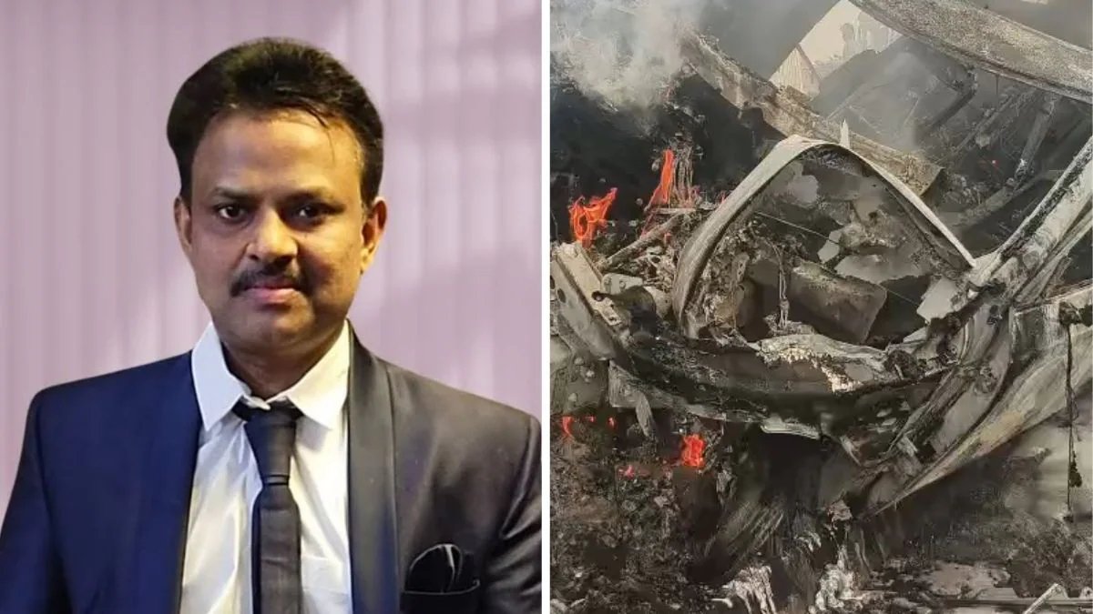 CCTV captures Khammam neurosurgeon's car slamming into divider, bursting into flames before he dies