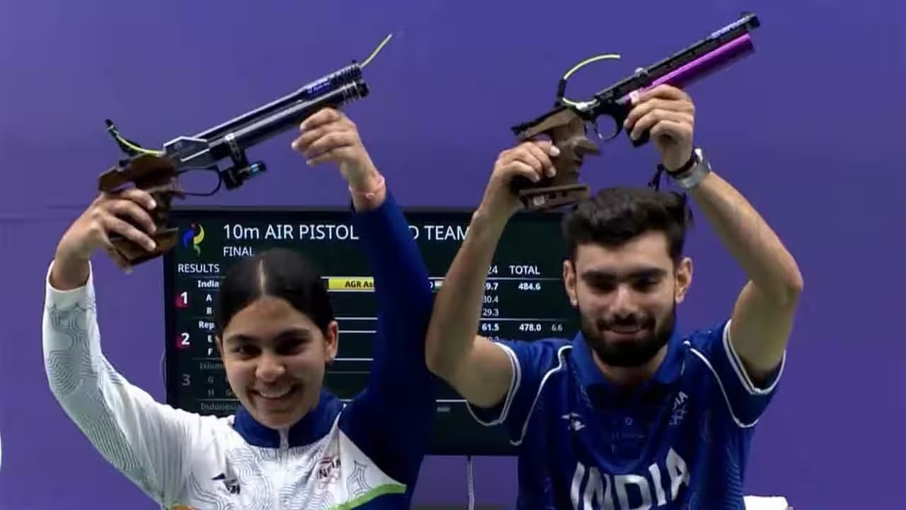 Kamaljeet & Suruchi Clinch 484.6 Gold in 10m Air Pistol Mix at Asian Games