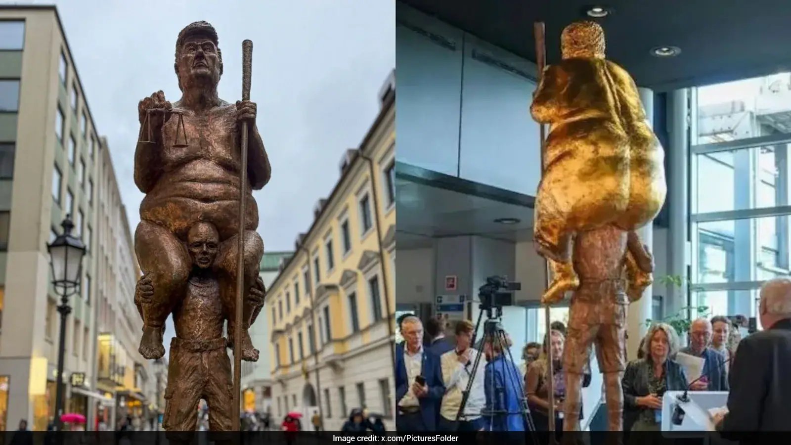 Jens Galschiot Unveils 8.5‑ft Golden Trump Statue at Strasbourg Parliament