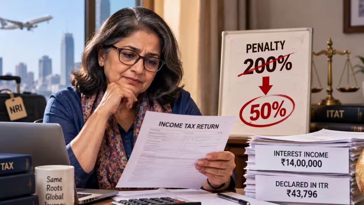 Mumbai ITAT Reduces 200% Penalty on NRI Woman’s Omitted Rs 14.02 Lakh Interest