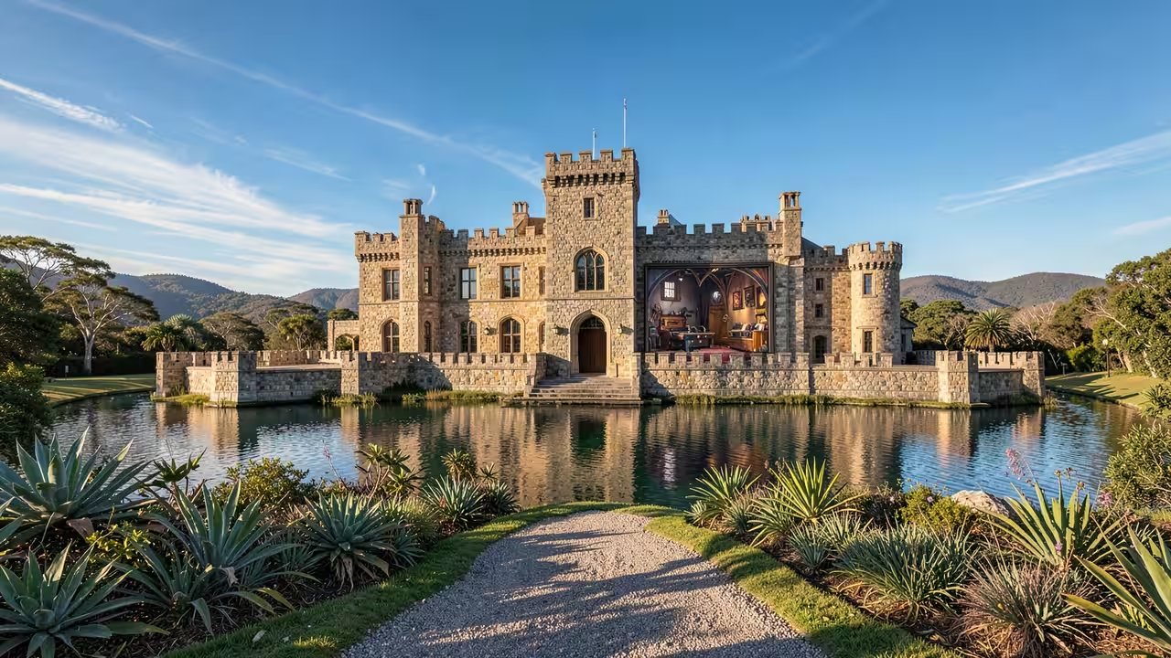 Ray Hollingsworth Builds 3‑Storey Castle with Moat and Gargoyles for Son in Warrnambool