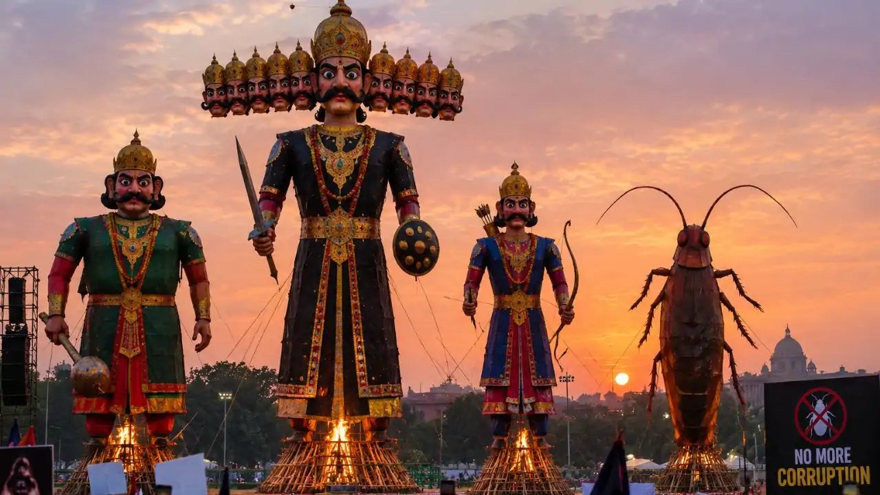 Delhi's Ramlila Festival Burns 30‑Foot Cockroach Effigy Amid CJP Protests