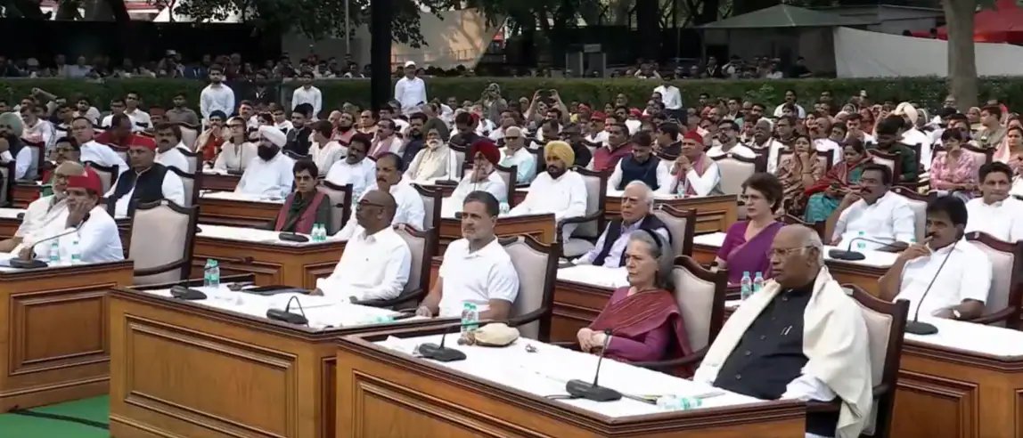 Congress Bloc Holds Mock Impeachment of Election Commissioner Gyanesh Kumar in New Delhi