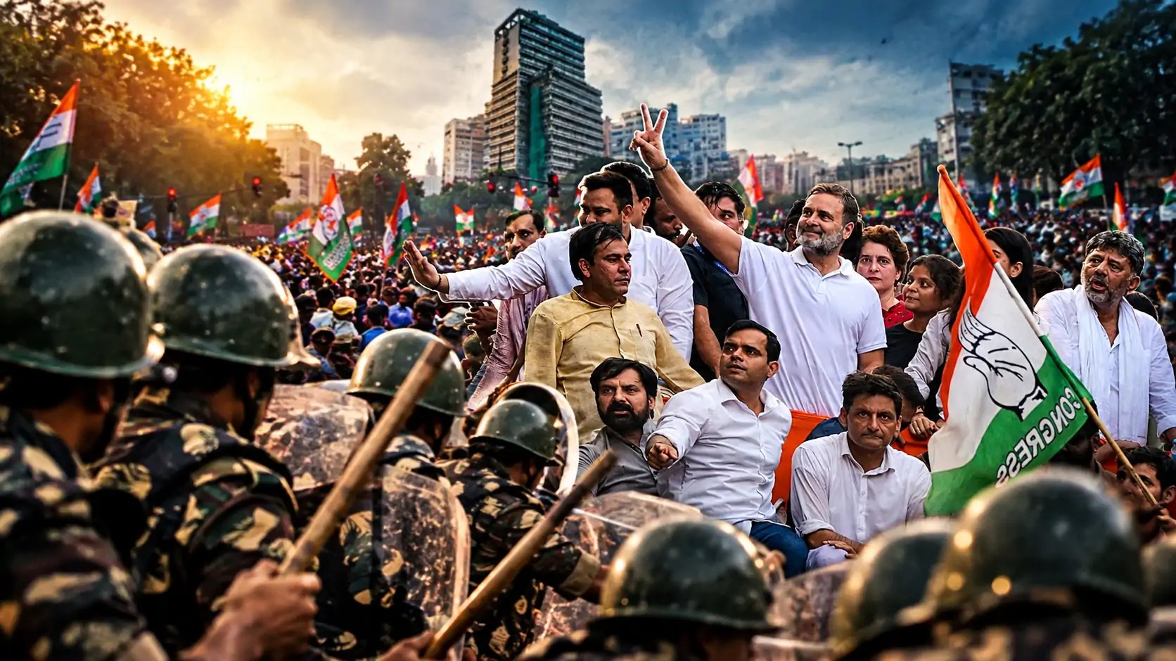 Rahul Gandhi Leads Thousands in Supreme Court Protest for Election Commissioner Resignation
