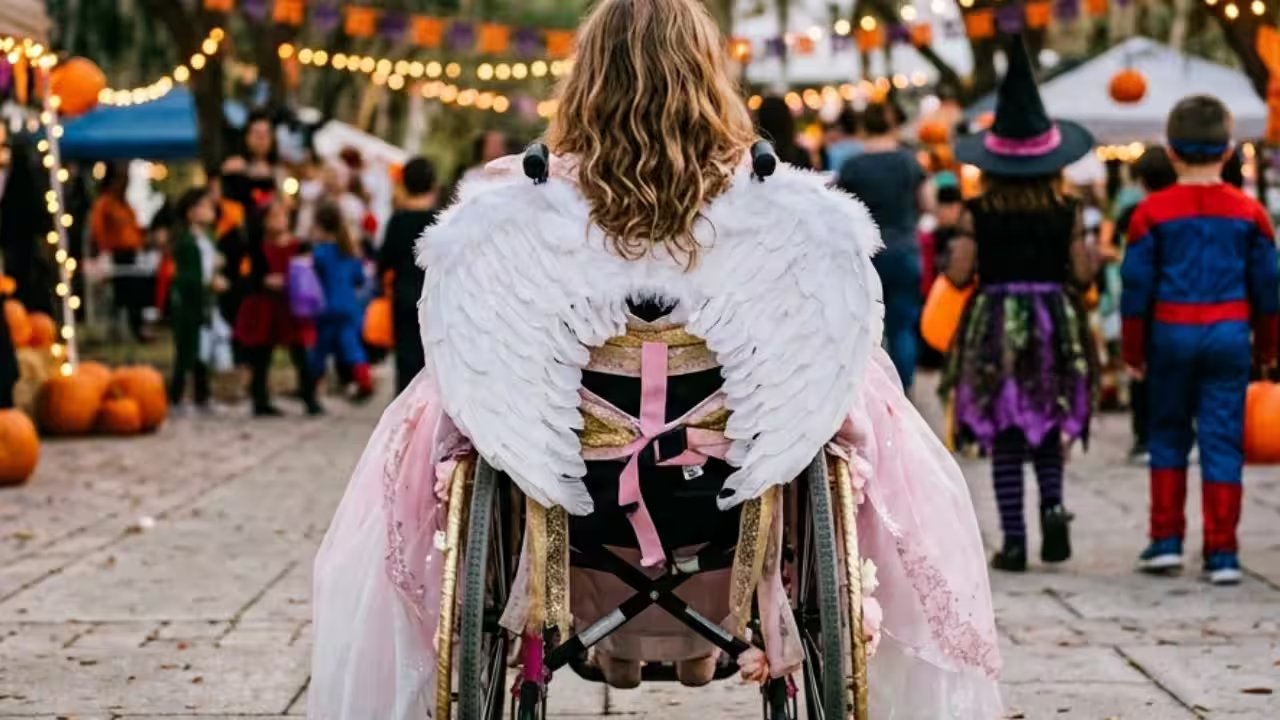 25 Students Turn Kaelyn Goodman's Wheelchair Into Princess Angel Throne for Halloween