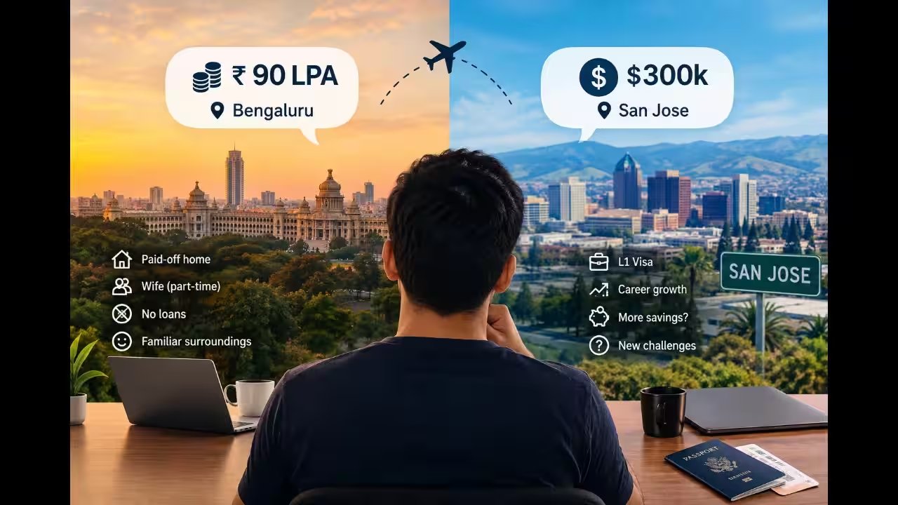 Bengaluru Developer Weighs $300k San Jose L1 Offer Over Rs 90LPA