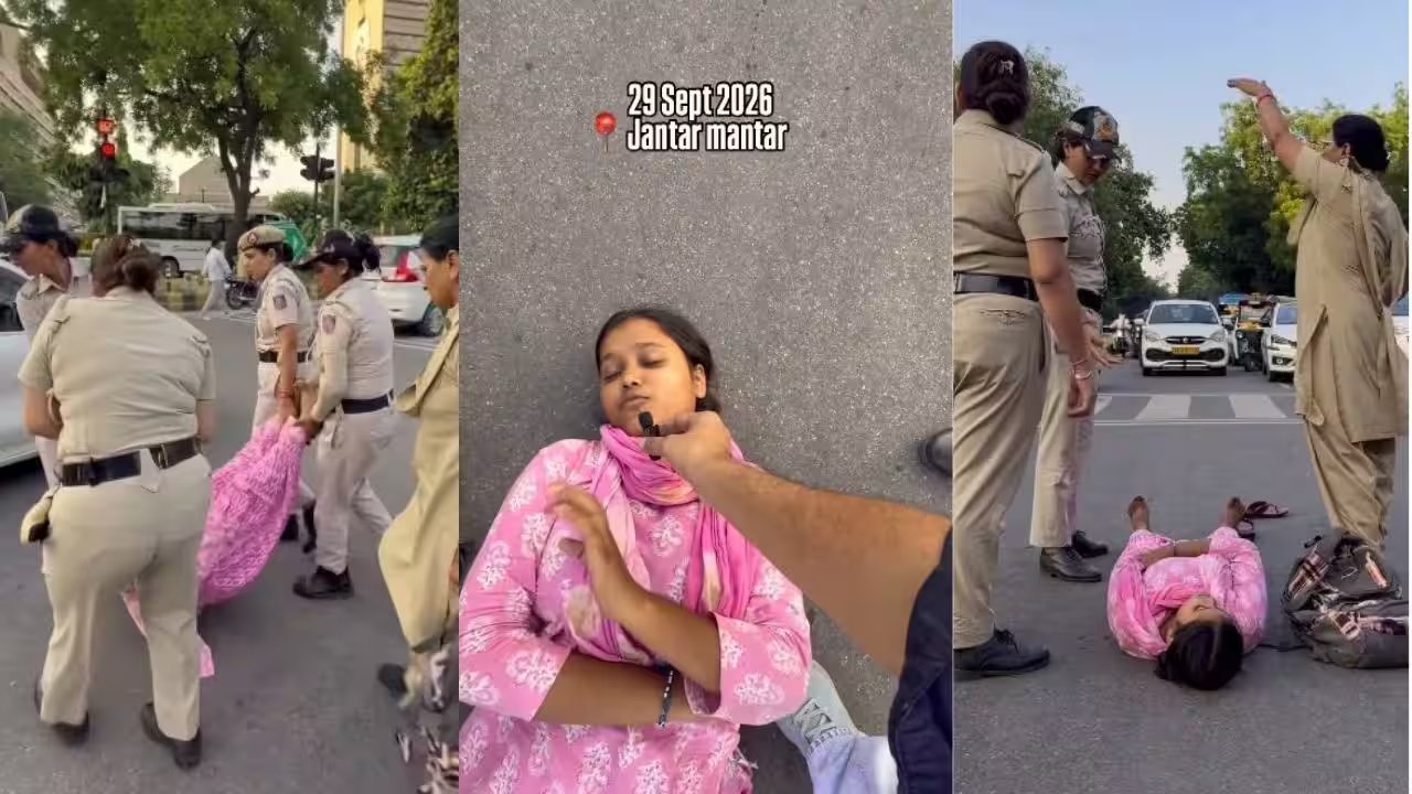 Delhi Woman Blocks Jantar Mantar Traffic, Refuses Move Until Vijay Hugs Her