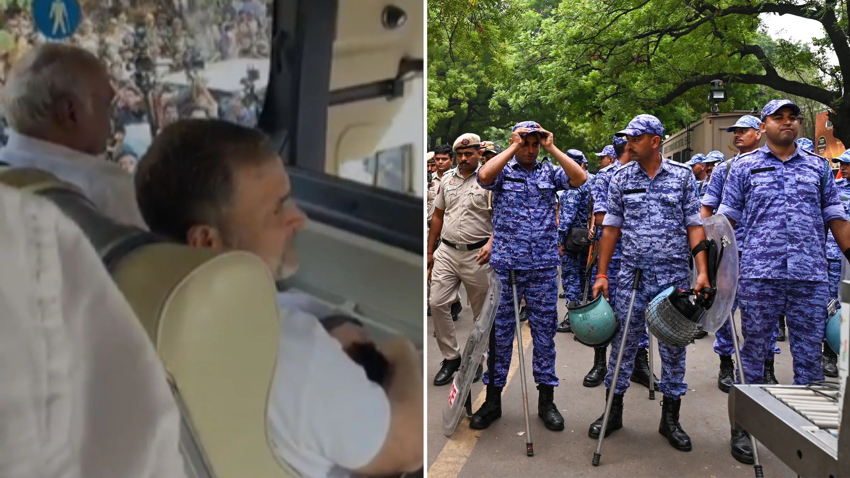 Police Block Roadways, Stopping India Bloc Protest at Jantar Mantar