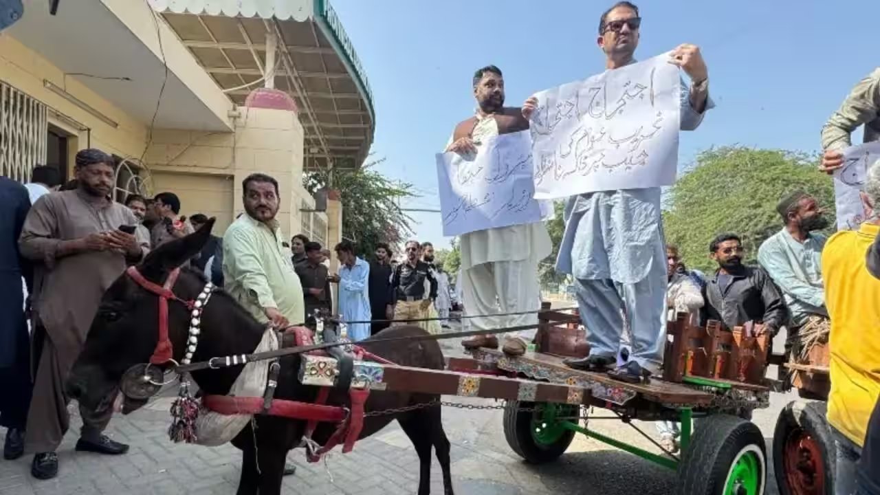 PTI Lawmakers Ride Donkey Carts to Sindh Assembly Over Rs 390 Petrol Hike