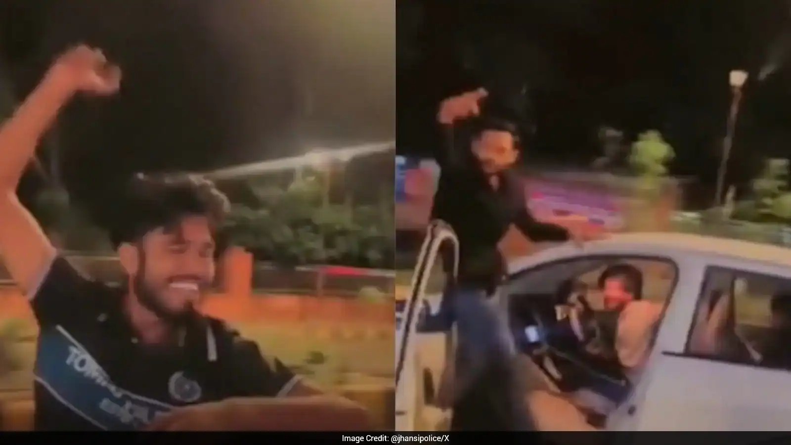 Jhansi Police Arrest Two Men for Hanging From Moving Car