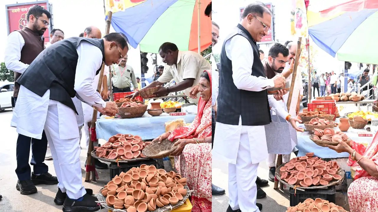 Chief Minister Vishnu Deo Sai Buys Diya, Gives ₹1,000 at Raipur Stall